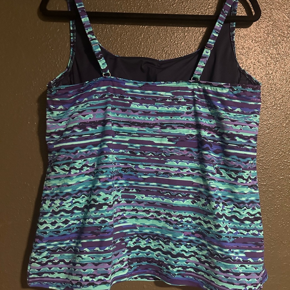 Lands’ End Tankini Blue Aqua Plum Women's Top 16 XL - Picture 2 of 2
